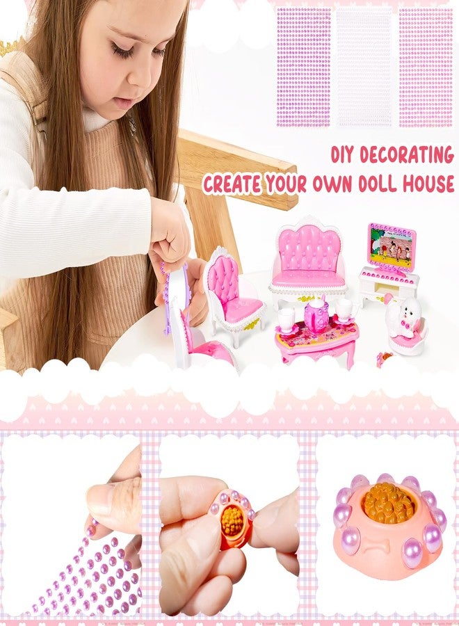 Pamonrueer 92 Pcs Miniature Furniture Set Accessories Mini Furniture Plastic Bedroom Living Room Bathroom Kitchen Kit Small Pink House for Birthday Gift - Image 5